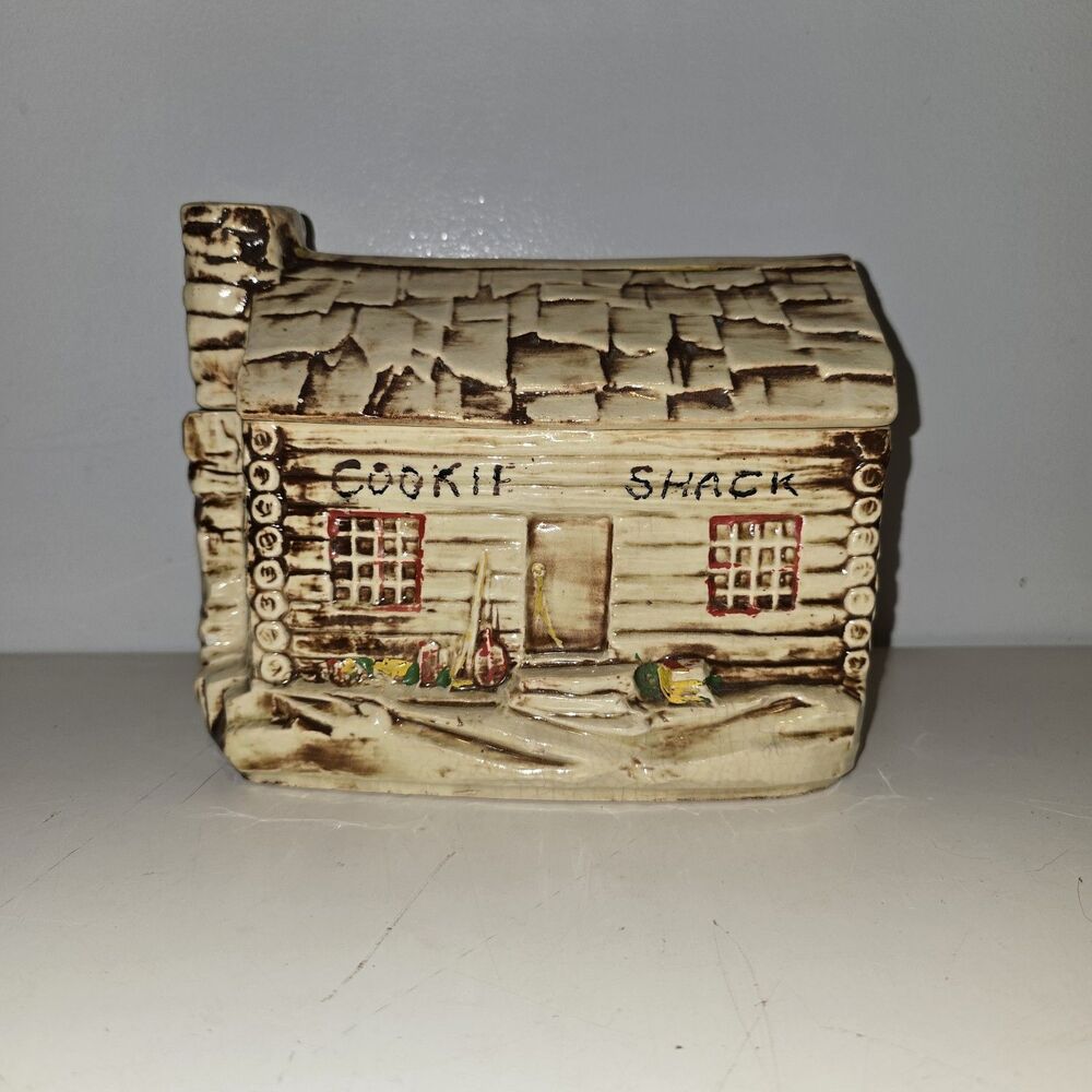 Vintage McCoy "Cookie Cabin" Figural Cookie Jar Log Cabin USA 1950s